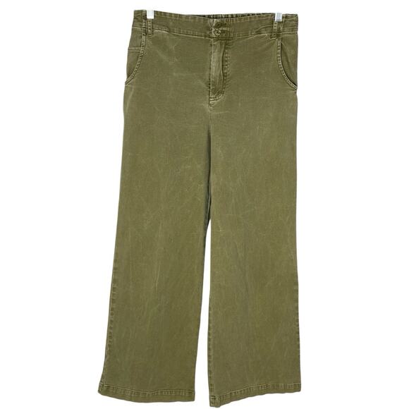 YOUNG FABULOUS & BROKE YFB WIDE LEG PANTS Boho Olive Green Size L - Picture 1 of 4